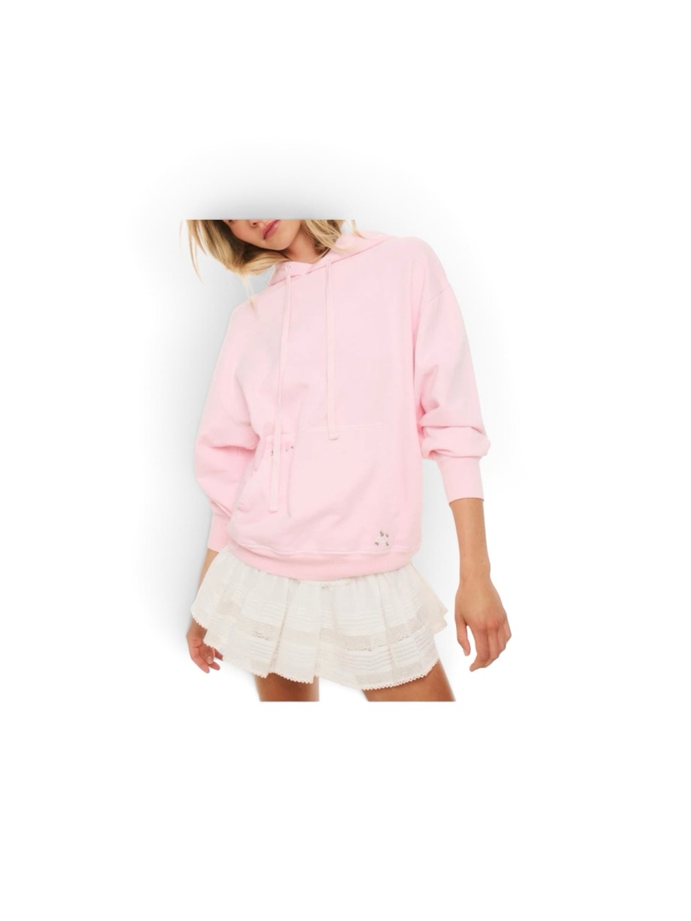 LoveShackFancy Pastel Pink Drawstring Hoodie
